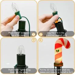 Christmas Candy Cane Pathway Lights Outdoor, 2 Sets 7Ft Christmas Outdoor Decoration String Lights With 8 Candy Cane Markers Stake Lights, Plug In Walkway Lights For Driveway Lawn Garden Yard Decor -Xmas Lighting Shop 616FKmg9QL. AC SL1001