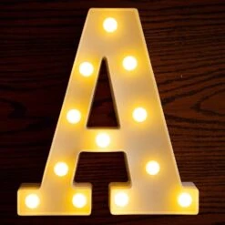 Yorulory LED Letter Lights Sign Letters Light Up Letters Sign For Night Light Wedding Birthday Party Battery Powered Christmas Lamp Home Bar (A)