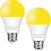 LED Yellow Bug Light Bulbs Outdoor, 9W A19 Yellow LED Lights 60W Equivalent, E26 Base Colored Bug Light Bulb For Porch, Home Lighting, Christmas Decoration, Holiday Lighting Amber Yellow Bulb, 2Pack