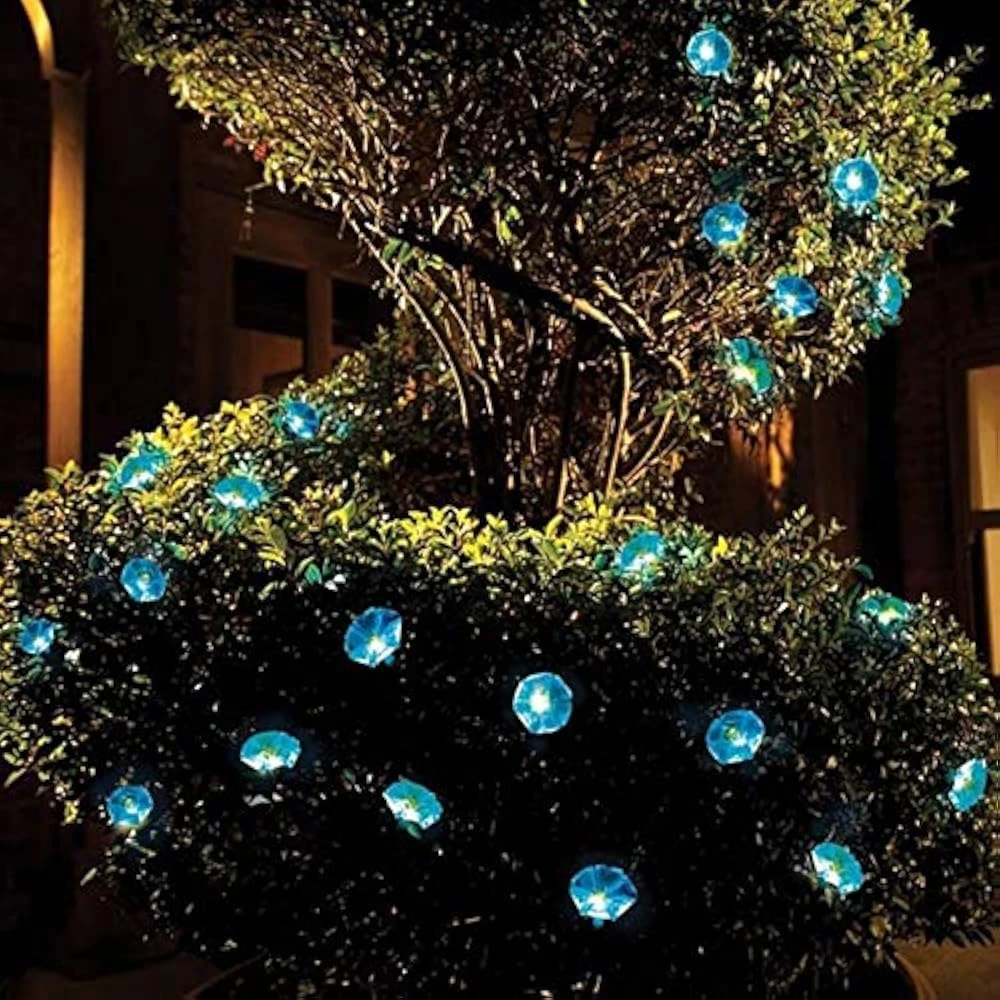 Ibdone Solar LED Flower String Lights, 33FT 10 LED Waterproof Outdoor Decorative Stringed LED String Lights Morning Glory Flower For Party,Christmas,Garden,Patio,Outdoor, Decoration (Blue) 3 Ibdone Solar LED Flower String Lights, 33FT 10 LED Waterproof Outdoor Decorative Stringed LED String Lights Morning Glory Flower For Party,Christmas,Garden,Patio,Outdoor, Decoration (Blue) - Image 3