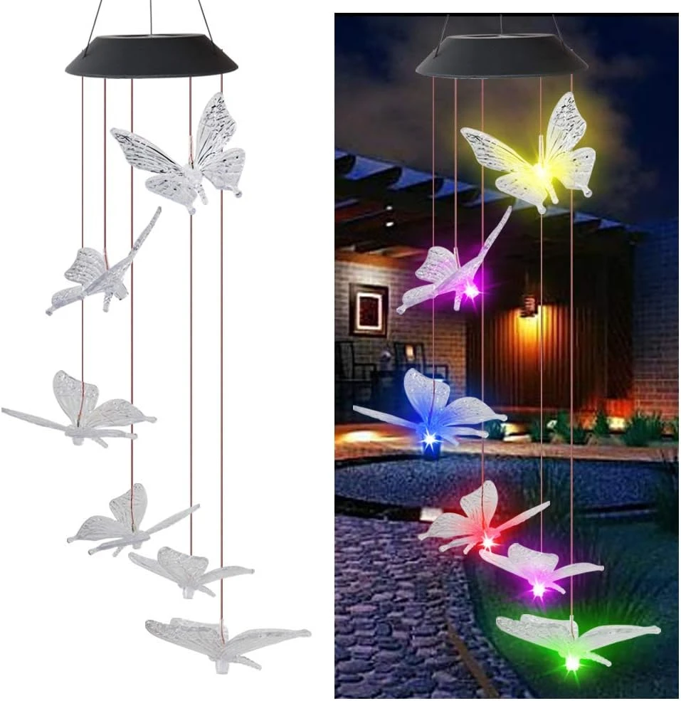 Butterfly Solar Light, Epicgadget Solar Butterfly Wind Chime Color Changing Outdoor Solar Garden Decorative Lights For Walkway Pathway Backyard Christmas Decoration Parties (Clear Wing Butterfly) 2 Butterfly Solar Light, Epicgadget Solar Butterfly Wind Chime Color Changing Outdoor Solar Garden Decorative Lights For Walkway Pathway Backyard Christmas Decoration Parties (Clear Wing Butterfly) - Image 2
