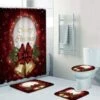 4pcs Merry Christmas Shower Curtain Sets,Waterproof Bath Curtain With 12 Hooks,Base Mat,Toilet Mat,Floor Mat,Bathroom Set