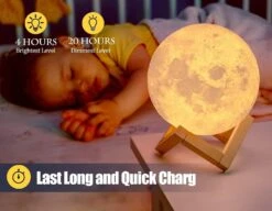 TyTopFan Moon Lamp Goodfeel 6in 16 Colors LED 3D Print Moon Light With Stand & Remote&Touch Control And USB Rechargeable, Moon Light Lamps For Kids Friends Lover Birthday Christmas Gifts (6inch) -Xmas Lighting Shop 617pmBzgEUS. AC SL1500