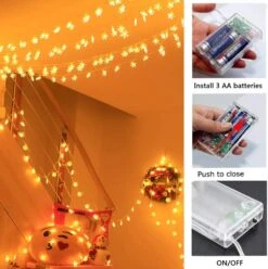 BIMOUR Christmas Lights, Snowflake String Lights 19.6 Ft 40 LED Fairy Lights Battery Operated Waterproof For Xmas Garden Patio Bedroom Party Decor Indoor Outdoor Celebration Lighting, Warm White -Xmas Lighting Shop 61A1LiY6fIL. AC SL1000
