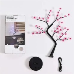 KOXHOX Cherry Blossom Tree Lamp, Bonsai Tree Light With 36 LED Japanese Decor Flower Lights, Battery/USB Plug Operated, Table Lamp For Bedroom Home Christmas Party Decoration -Xmas Lighting Shop 61AAMMSWTUL. AC SL1000