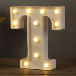 HXWEIYE Light Up Letters T, LED Marquee Letters Lights Sign 26 Alphabet And 10 Number Big Lights Letter For Party Birthday Bar Battery Powered Christmas Decor Letter Lights (Warm White)