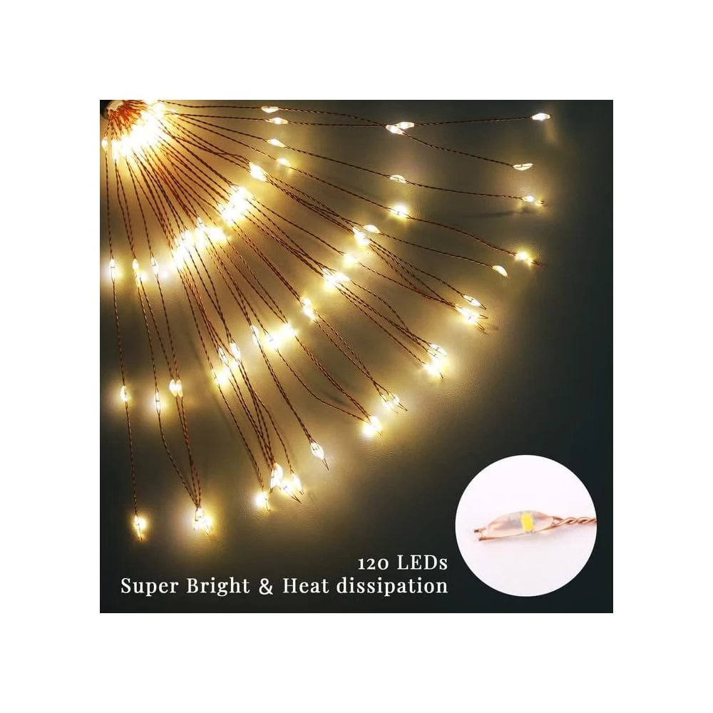 Botfal 4 Pack Solar Firework Lights, Solar Garden Lights Outdoor 120 Led, Waterproof Stake Landscape Lights With 8 Flashing Modes, For Garden Pathway Courtyards Wedding Christmas Decor (Warm White) 2 Botfal 4 Pack Solar Firework Lights, Solar Garden Lights Outdoor 120 Led, Waterproof Stake Landscape Lights With 8 Flashing Modes, For Garden Pathway Courtyards Wedding Christmas Decor (Warm White) - Image 2