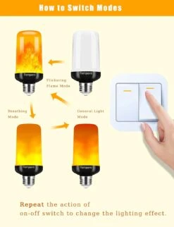 Hompavo 【Upgraded】 LED Flame Light Bulbs, 4 Modes Flickering Light Bulbs With Upside Down Effect, E26/E27 Base Flame Bulb For Halloween, Christmas, Party, Indoor And Outdoor Home Decoration (2 Pack) -Xmas Lighting Shop 61BeM7YavcS. AC SL1500