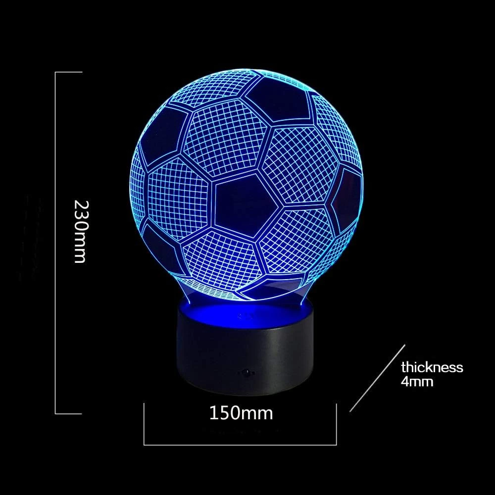 Ticent Soccer Night Light For Boys, Football 3D Illusion Lamps For Kids Bedroom Decors, 7 Color Touch Switch Cool Gifts For Girls Birthday Christmas Holidays 7 Ticent Soccer Night Light For Boys, Football 3D Illusion Lamps For Kids Bedroom Decors, 7 Color Touch Switch Cool Gifts For Girls Birthday Christmas Holidays - Image 7