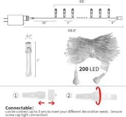 LED Christmas Tree String Lights - Warm White Mini LED String Lights Plug In Fairy String Lights, Outdoor Indoor Decorations, 200 Count 66 Feet Clear Wire, 8 Modes, Memory Function, Timer -Xmas Lighting Shop 61DhxyFxIgL. AC SL1500
