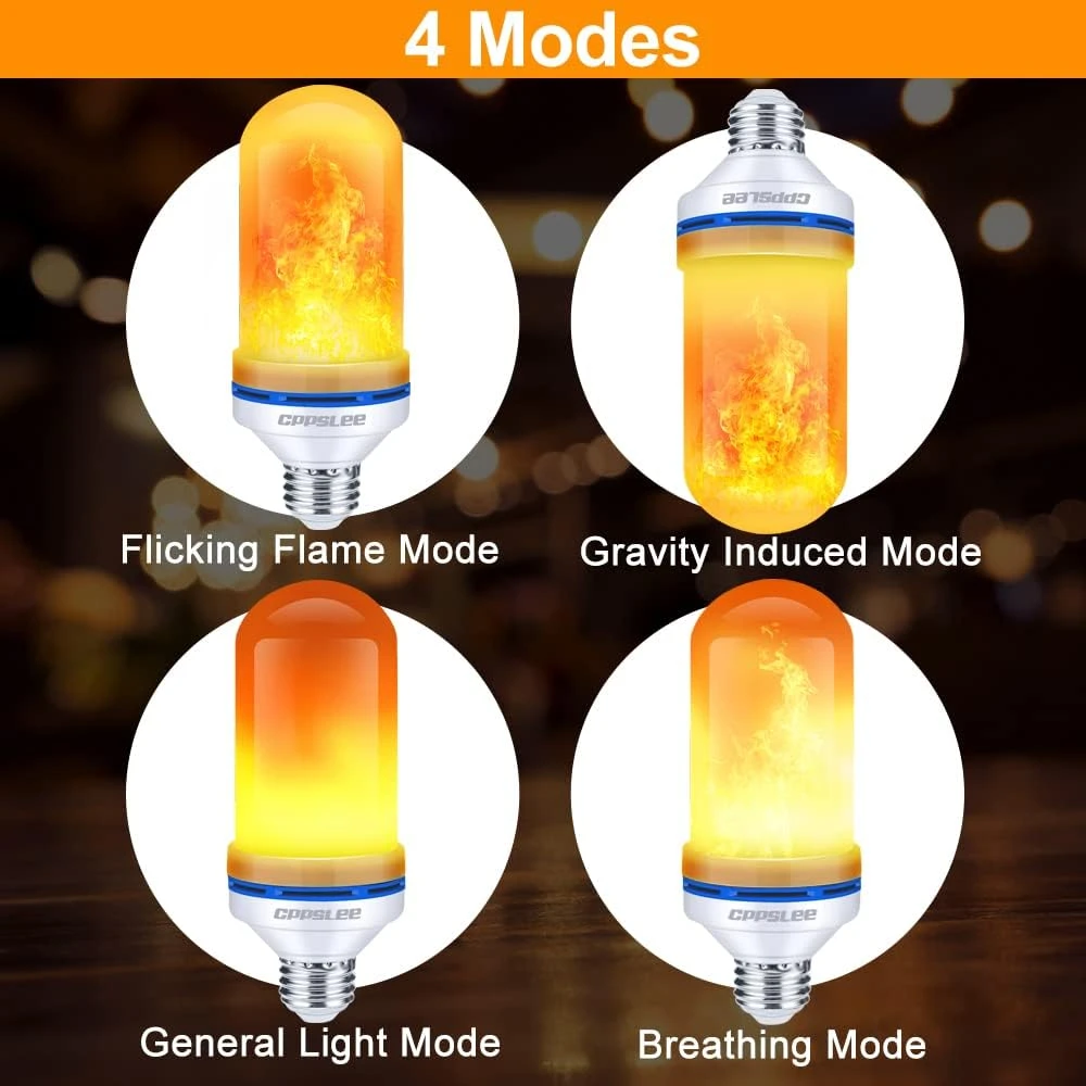 CPPSLEE LED Flame Light Bulbs, 4 Modes Fire Light Bulbs, E26 Base Flame Bulb, Christmas Party, Indoor And Outdoor Home Decoration (Yellow, 2 Pack) 3 CPPSLEE LED Flame Light Bulbs, 4 Modes Fire Light Bulbs, E26 Base Flame Bulb, Christmas Party, Indoor And Outdoor Home Decoration (Yellow, 2 Pack) - Image 3