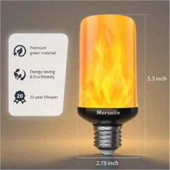 Upgraded Flame】Morsatie LED Flame Light Bulbs, 4 Modes Flickering Light Bulbs With Gravity Sensor, E26 Fire Light Bulb For Halloween, Christmas, Party, Porch, Patio, Indoor Outdoor Decoration-2 Pack -Xmas Lighting Shop 61F3ukHhudL. AC SL1500