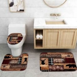 Camille&Andrew 4PCS Cabin Shower Curtain Set, Bear Deer Elk Moose Woodland Animal Hunting Lodge Patchwork Red Black Buffalo Plaid Christmas Country Rustic Farmhouse Bathroom Decor, Non-Slip Bath Mat -Xmas Lighting Shop 61FDXVuTL. AC SL1000