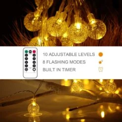 Metaku Globe Fairy Lights Battery Operated 33ft 80LED String Lights With Remote Waterproof Indoor Outdoor Hanging Decorative Christmas Lights For Home Party Patio Garden Wedding -Xmas Lighting Shop 61Fihyq6X5L. AC SL1000