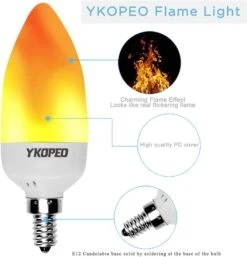 YKOPEO Flame Light Bulbs E12, LED Flickering Light Bulbs Simulated Fire Effect Tip Candelabra Bulb Flame With 3 Mode, 3W Firework Light Bulb For Halloween Christmas Holiday Lantern Decoration-4Pack -Xmas Lighting Shop 61FqEx9R8oL. AC SL1001