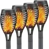 Solar Outdoor Lights,Large Solar Torch Lights With Flickering Flame, Christmas Waterproof Landscape Decoration LED Torch Lights For Garden/Yard/Pathway Decorations-4 Pack Warm Light