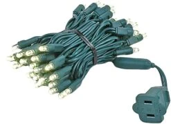Novelty Lights 50 Light LED Christmas Mini Light Set, Outdoor Lighting Party Patio String Lights, Warm White, Green Wire, 11 Feet