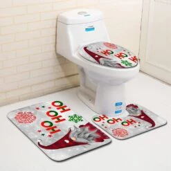 Christmas Gnome 3 Piece Bath Rugs Sets Xmas Tree Snowflake Bathroom Mats Set For Christmas Decorations U-Shaped Contour Toilet Lid Cover -Xmas Lighting Shop 61HfixS0peL. AC SL1000