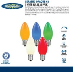 Novelty Lights 25 Pack C9 Ceramic Outdoor Christmas Replacement Bulbs, Multi, E17/C9 Intermediate Base, 7 Watt -Xmas Lighting Shop 61IfFVjHJeL. AC SL1000