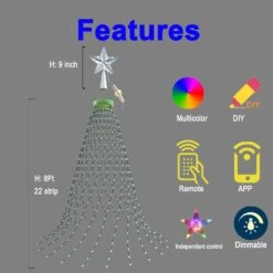8Ft Christmas Tree Lights With Remote, Christmas Tree Topper Star With 450 LED Smart Christmas Tree Lights String With Remote&App,Music Sync&Timer Control,Waterproof For Indoor Outdoor Christmas Decor -Xmas Lighting Shop 61JZfQ8TWL. AC SL1500