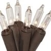 612 Vermont 35 Clear Mini Christmas String Lights On Brown Wire Cord, UL Approved For Indoor Use Only, 9 Foot Of Lighted Length, 10 Foot Of Total Length