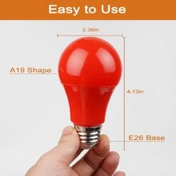 GREENIC Red Light Bulbs 9W (60 Watt Equivalent), 120V E26 Base A19 Red LED Lights For Bedroom, Porch, Holiday, Party, Valentine's Day, Halloween, Christmas, Home (4 Pack) -Xmas Lighting Shop 61KMMiF12TS. AC SL1500