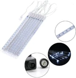 Kordain Christmas Lights Outdoor, Meteor Shower Lights Falling Star Lights 12 Inch 8 Tubes 144 LED Icicle Snow Lights Raindrop Lights For Xmas Tree Halloween Holiday Party Decoration, UL Plug, White -Xmas Lighting Shop 61KzaWda0L. AC SL1001