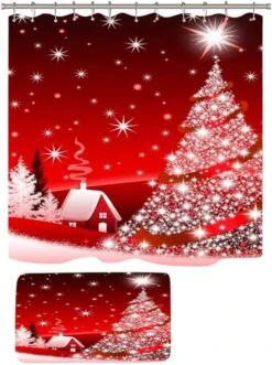Hotfiary Shower Curtains For Bathroom, Christmas Shower Curtain Set For Bathroom, Winter Holiday Festival New Year Shower Curtain Sets With 12 Hooks And Non-Slip Rugs, Bath Mat, Toilet Lid Cover 15 Hotfiary Shower Curtains For Bathroom, Christmas Shower Curtain Set For Bathroom, Winter Holiday Festival New Year Shower Curtain Sets With 12 Hooks And Non-Slip Rugs, Bath Mat, Toilet Lid Cover -Xmas Lighting Shop 61Lmb4znDL. AC SL1001