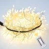 RESNICE 20FT Firecracker String Lights 200 LEDs Warm White Plug In Indoor Silver Wire LED Cluster Fairy Lights With Remote For Christmas Tree,Plant,Bedroom,Garden,Patio,Backyard