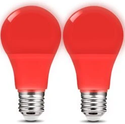 Red Light Bulb 9W (60W Equivalent) E26 Base Non-Dimmable, LED Colored Light Bulbs For Halloween Christmas Party Holiday Lighting 2-Pack