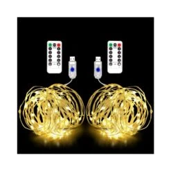 Fairy Lights USB Plug In, 2 Pack×33ft LED String Lights With Remote, 8 Modes Fairy String Lights, Christmas Lights Indoor Outdoor, Twinkle Lights For Bedroom, Party,Garden,Tree (Warm White)