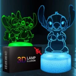 Wenkmiss 3D Illusion Stitch Night Light, 2 Patterns And 16 Color Room Decor Lamp With Remote Control, Birthday Christmas Gifts For Kids, Boys, Stitch Girls