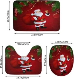 WONDERTIFY Santa Claus Bathroom Antiskid Pad Bell Red Christmas Ornament 3 Pieces Bathroom Rugs Set, Bath Mat+Contour+Toilet Lid Cover -Xmas Lighting Shop 61Nc3qIsRUS. AC SL1000