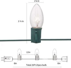 Romasaty C7 LED Christmas Lights(25FT) 5 Multi-Color Outdoor&Indoor Lights For Holiday Party Wedding,25 Ceramic LED Bulb C7 Light(Plus 2 Extra Bulbs)-Green Wire -Xmas Lighting Shop 61OD5V5jK9L. AC SL1500