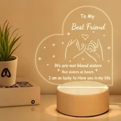 LE XIAOXI Best Friend Birthday Gifts Friendship Gifts Acrylic Night Light, Thank You Gifts For Friends - Christmas Birthday Gifts For Bestie, BFF