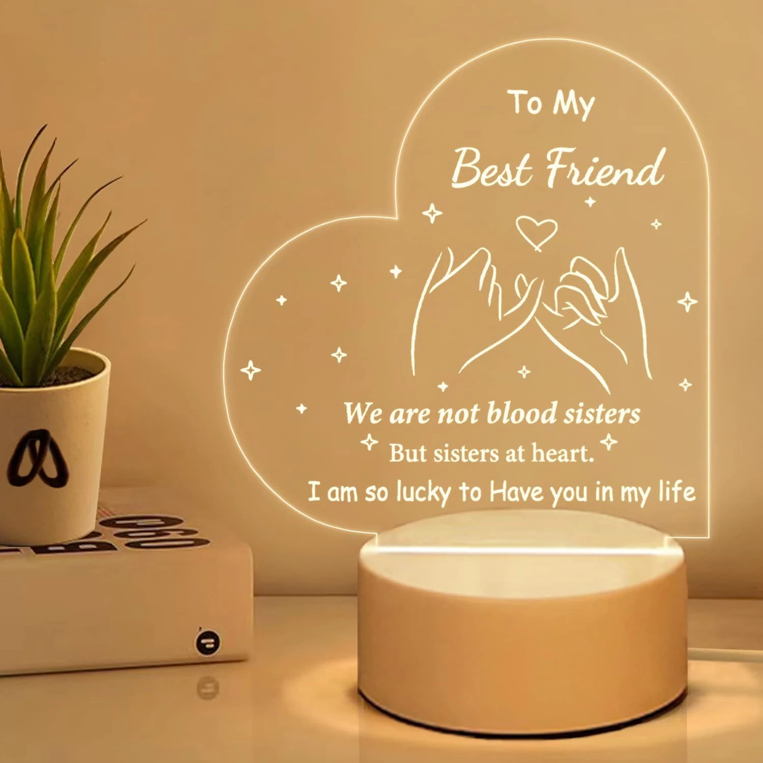 LE XIAOXI Best Friend Birthday Gifts Friendship Gifts Acrylic Night Light, Thank You Gifts For Friends - Christmas Birthday Gifts For Bestie, BFF 1 LE XIAOXI Best Friend Birthday Gifts Friendship Gifts Acrylic Night Light, Thank You Gifts For Friends - Christmas Birthday Gifts For Bestie, BFF