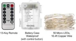 YIHONG 2 Set Christmas Fairy Lights Battery Operated,16ft 50LED, Remote Control Timer Twinkle String Lights 8 Modes Silver Wire Firefly Lights For Garden Party Indoor Decor-White -Xmas Lighting Shop 61ObHevO66L. AC SL1000