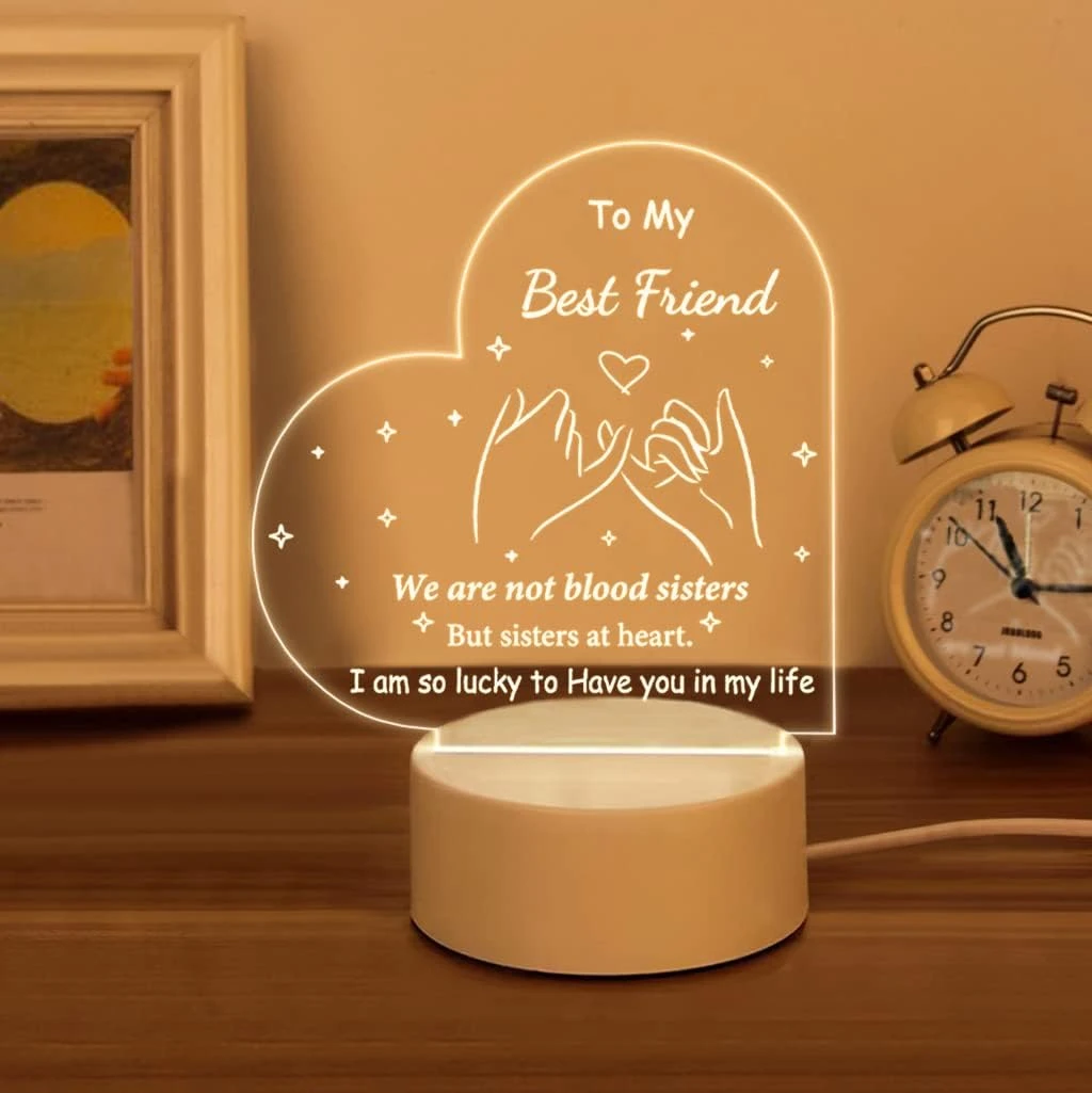 LE XIAOXI Best Friend Birthday Gifts Friendship Gifts Acrylic Night Light, Thank You Gifts For Friends - Christmas Birthday Gifts For Bestie, BFF 5 LE XIAOXI Best Friend Birthday Gifts Friendship Gifts Acrylic Night Light, Thank You Gifts For Friends - Christmas Birthday Gifts For Bestie, BFF - Image 5