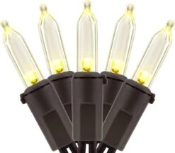 YULETIME Warm White LED Christmas Lights With Brown Wire, 66 Feet 200 Count UL Certified Commercial Grade LED Holiday String Light Set (Warm White - Brown Wire)