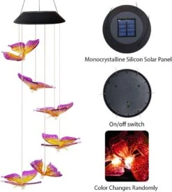 Butterfly Solar Light, Epicgadget Solar Butterfly Wind Chime Color Changing Outdoor Solar Garden Decorative Lights For Walkway Pathway Backyard Christmas Decoration Parties (Purple Wing Tip Butterfly) -Xmas Lighting Shop 61PbhWTAxQL. AC SL1000