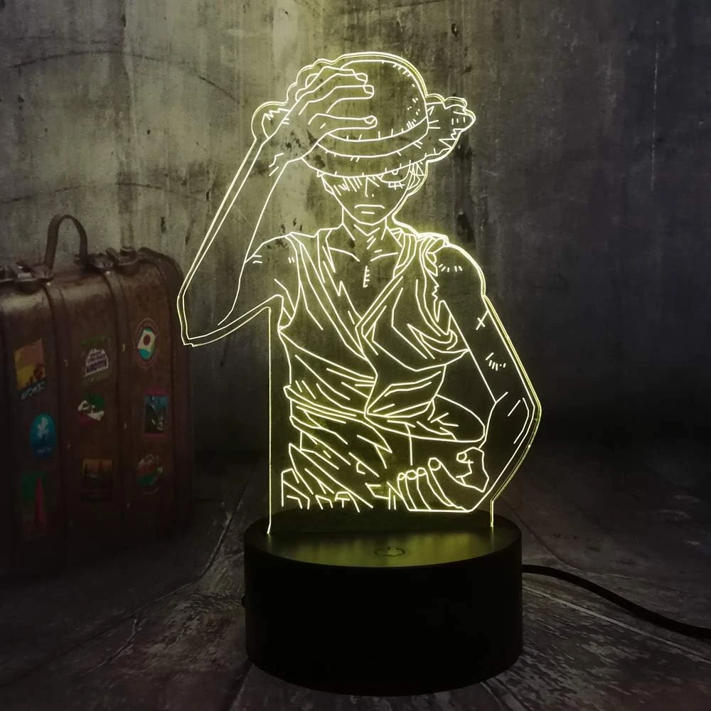 Bri-moryea Japan Anime Monkey D. Luffy 3D LED Illusion Night Light 7 Colors Desk Lamp Home Bedroom Decor Child Birthday Christmas Kids Toys(Monkey D. Luffy) 1 Bri-moryea Japan Anime Monkey D. Luffy 3D LED Illusion Night Light 7 Colors Desk Lamp Home Bedroom Decor Child Birthday Christmas Kids Toys(Monkey D. Luffy)