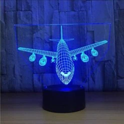 YKLWORLD Airplane Night Light 3D Illusion Lamp 16 Color Changing USB Charging/Battery Powered Touch Control With Remote LED Table Desk Decor Lamps Christmas Birthday Gift For Kid Boy Pilot Plane Lover