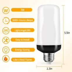 LED Flame Light Bulbs, Flickering Light Bulbs, Orange Fire Light Bulb 4 Modes With Gravity Sensor, E26 Base For Halloween, Christmas,Porch, Patio Party, Indoor Outdoor Home Decoration (1 Pack) -Xmas Lighting Shop 61RlTYjuYKL. AC SL1500
