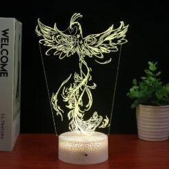 AGWIM 3D Illusion Lamp Phoenix Bird Led Night Light, Bedroom Decoration Lights, 16 Colors Crack Base Desk Lamps With Remote Control, Birthday Christmas Gifts For Kids, Home Decoration -Xmas Lighting Shop 61SYhB F L. AC SL1001