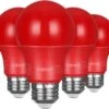 EDISHINE 4 Pack Red Light Bulbs, A19 LED Light Bulb 60W Equivalent, E26 Medium Base, 9W, Red Lights For Bedroom, Christmas Decoration, Porch, Garden, Home Lighting, Non-dimmable, UL Listed HNLA19F1