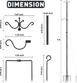 Outdoor Patio String Lights Poles - 2 Pack Metal Light Poles 9FT Black With Hooks & Wire Rope For Backyard, Wedding, Garden, Christmas & Holidays -Xmas Lighting Shop 61TwRpPn1L. AC SL1500