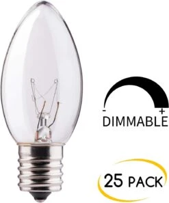 25 Pack C9 Bulbs Incandescent Light Bulbs, Christmas C9 Replacement Bulbs For Christmas String Light, E17 Intermediate Base, 7 Watt, Clear -Xmas Lighting Shop 61VXv odL. AC SL1500