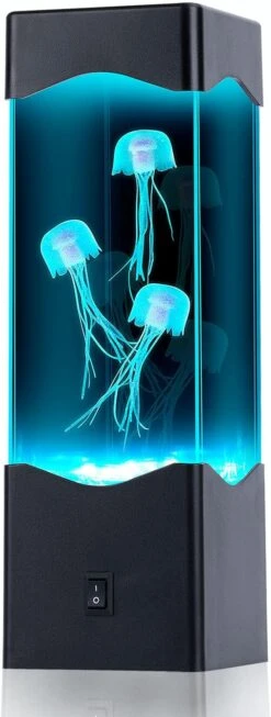 Gifts For Adults Kids, Multi-Color Jellyfish Lava Lamp, USB Powered Aquarium Night Lights With 3 Jellyfish,Office Room Desktop Decoration, Gifts For Christmas Birthdays Holidays (Black)