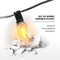 Epicflare 100FT LED Outdoor String Lights, Waterproof Patio Lights With 50+2 Edison Shatterproof Bulbs, Outside Hanging Light, Christmas Decorative For Patio, Cafe, Garden, Bar -Xmas Lighting Shop 61Vt51CdG L. AC SL1500