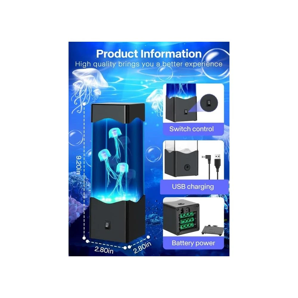 Gifts For Adults Kids, Multi-Color Jellyfish Lava Lamps, USB Powered Aquarium Night Lights, Home Office Room Decoration, Gift For Halloween Birthdays Holidays Christmas (Black) 5 Gifts For Adults Kids, Multi-Color Jellyfish Lava Lamps, USB Powered Aquarium Night Lights, Home Office Room Decoration, Gift For Halloween Birthdays Holidays Christmas (Black) - Image 5